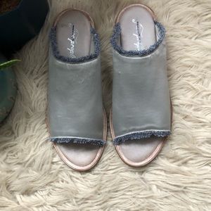 Free People Shoes - Free People Light Blue Satin Slides Free People Shoes - Free People Light Blue Satin Slides